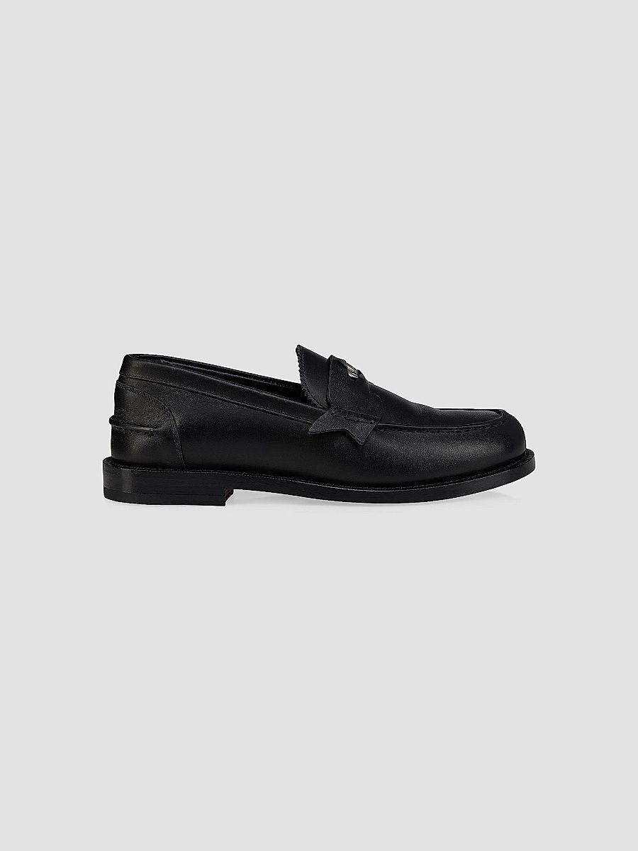 Christian Louboutin Men's The Plato Leather Loafers - Black - Size 14