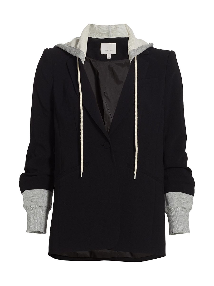 Women's Khloe Hooded Blazer - Black Heather Grey - Size 14