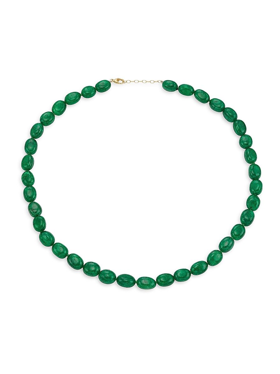 Women's Arizona 14K Yellow Gold & Emerald Quartz Beaded Necklace - Green