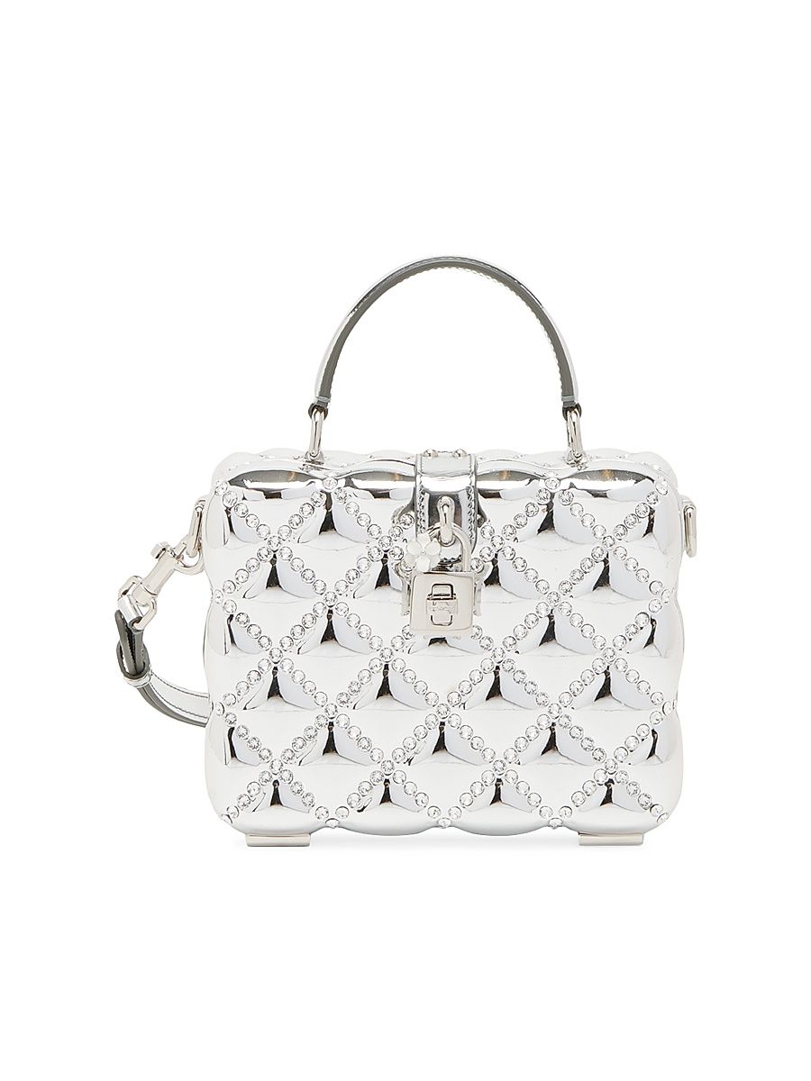 Women's Quilted Metallic Top Handle Bag - Silver
