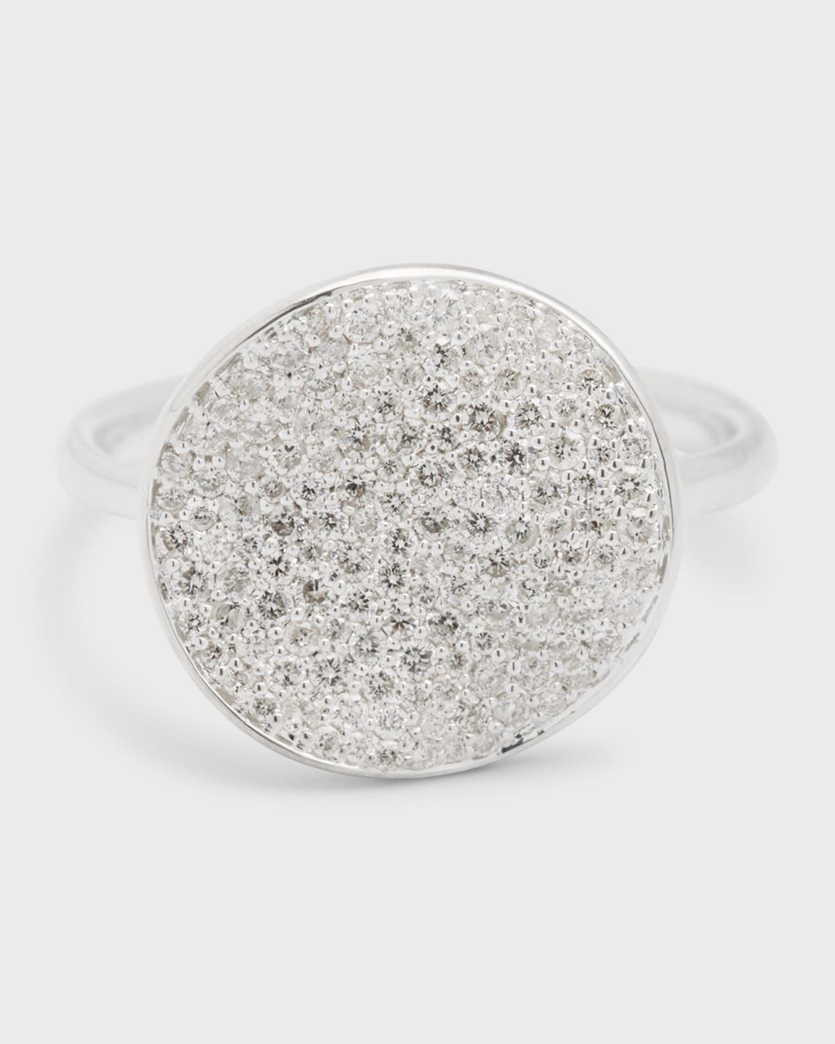 Medium Flower Disc Ring in Sterling Silver with Diamonds