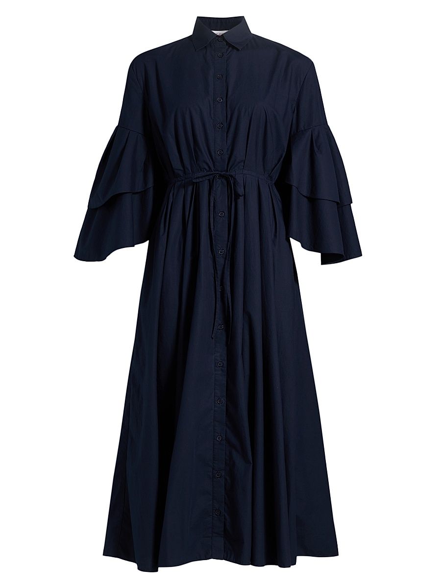 Women's Fiesta Cotton Midi-Shirtdress - Navy - Size 10
