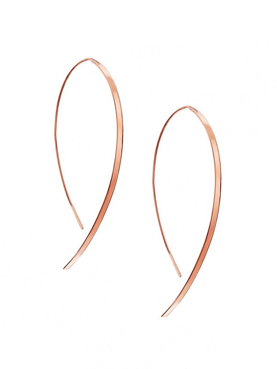 Hooked On Hoop Small 14K Rose Gold Flat Hook Earrings - Rose Gold
