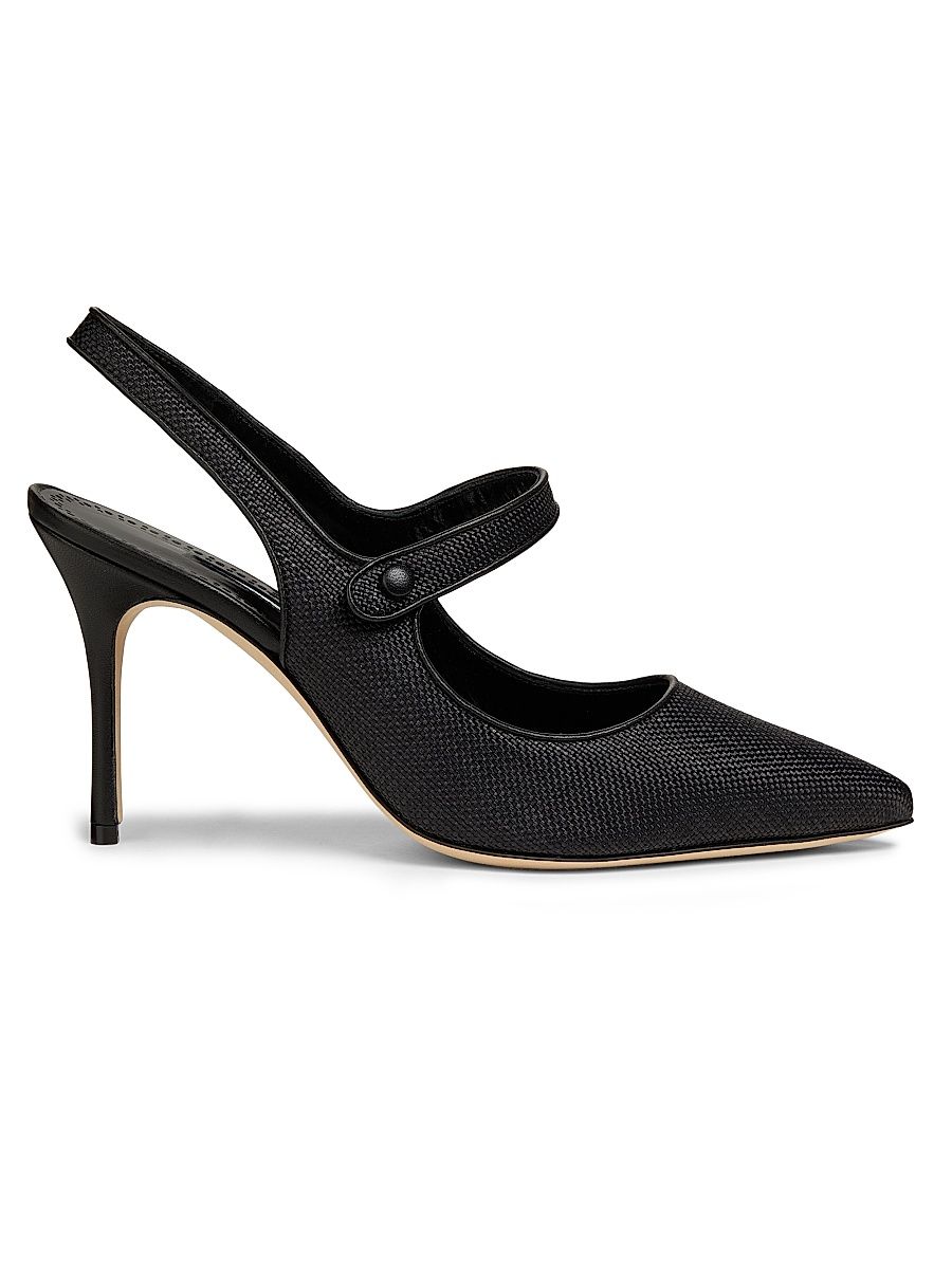 Women's Camparisli 90MM Raffia Mary Jane Pumps - Black - Size 6.5