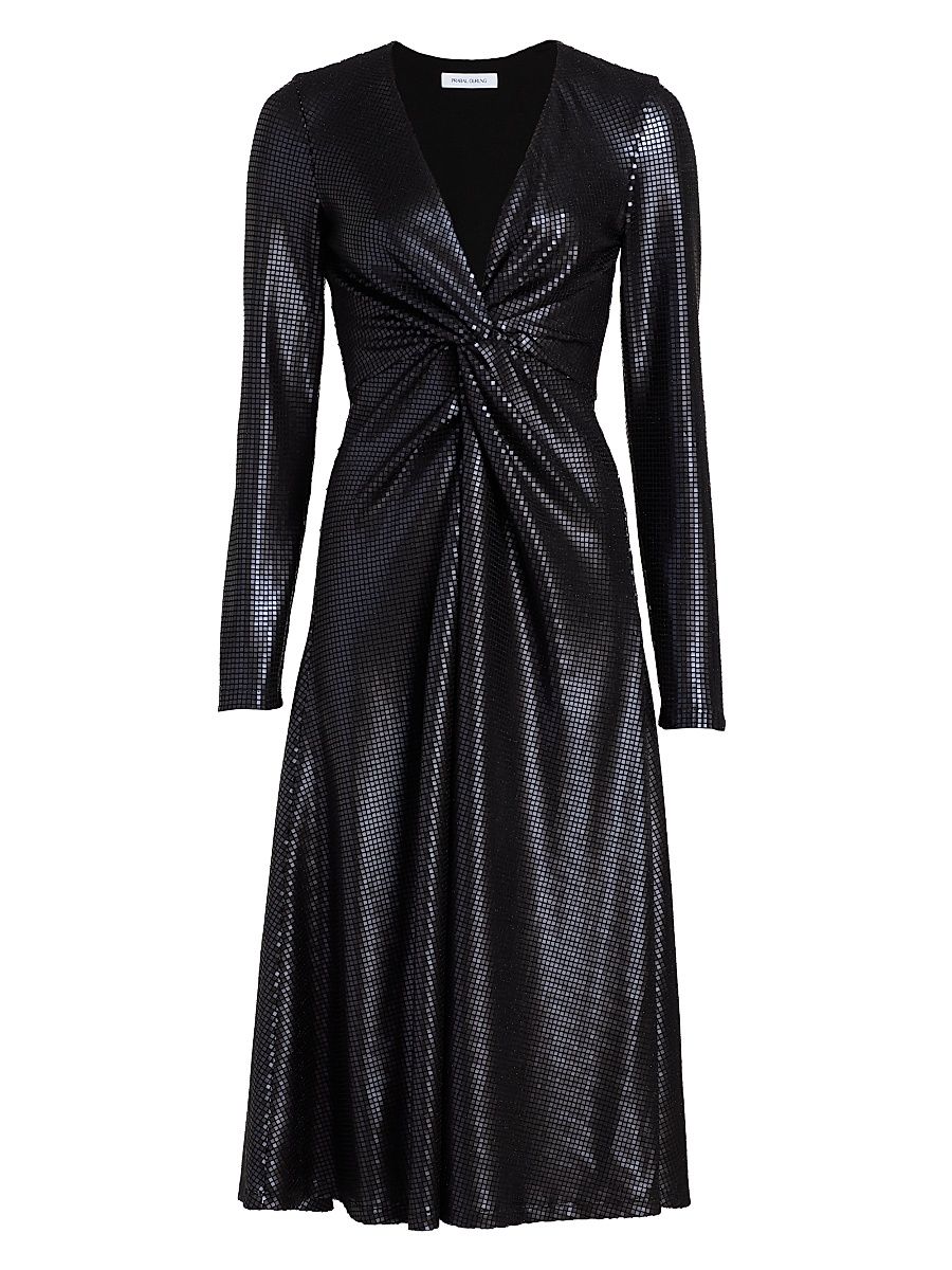 Women's Embellished Twist-Front Midi-Dress - Black - Size XS