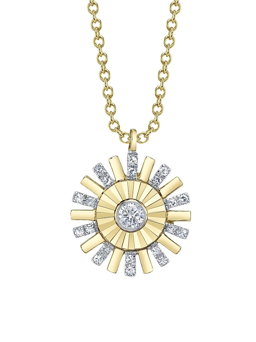 Women's Kate 14K Yellow Gold & 0.11 TCW Diamond Starburst Pendant Necklace - Yellow Gold