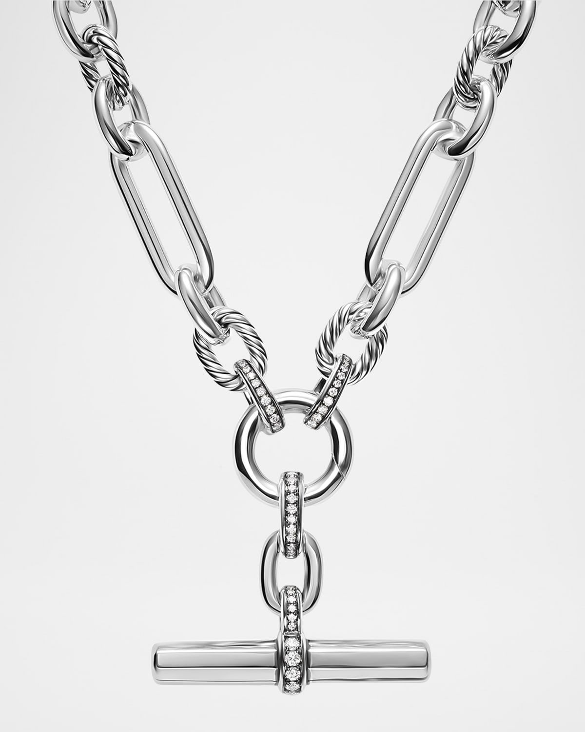 Lexington Chain Necklace with Diamonds in Silver, 9.8mm, 18"L