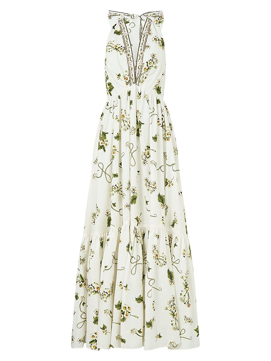 Women's Botanical Utopia Printed Cotton Maxi Dress - Botanical Utopia - Size Large