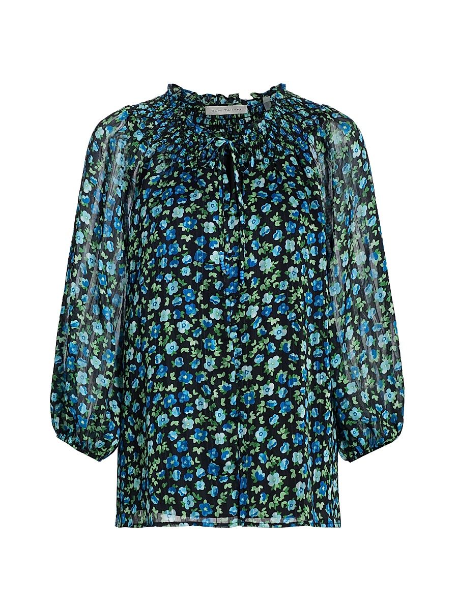 Women's The Miriam Floral Blouse - Forget Me Not Print - Size Small