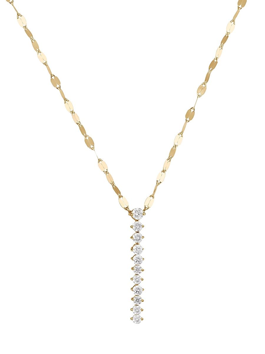 Women's Mini Flawless 14K Yellow Gold & 0.28 TCW Diamond Lariat Necklace - Yellow Gold