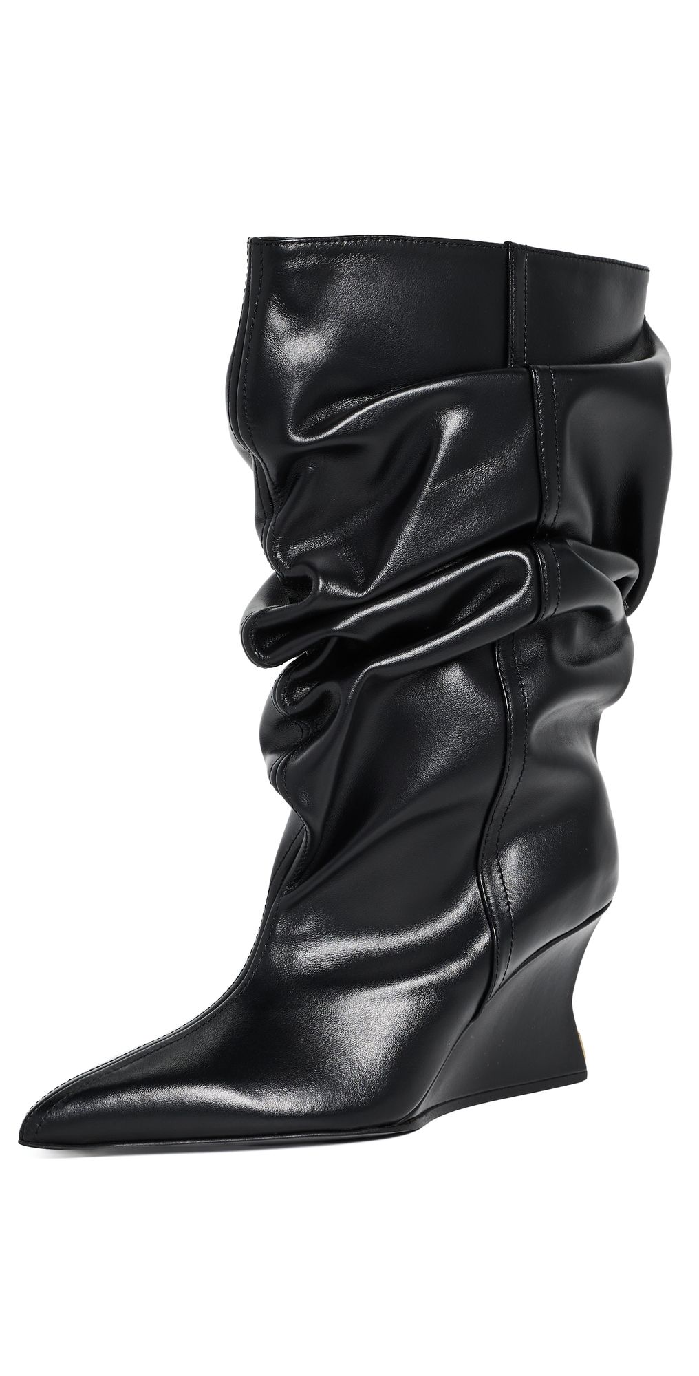 Balmain Calfskin Ankle Wedge Boots Noir 39