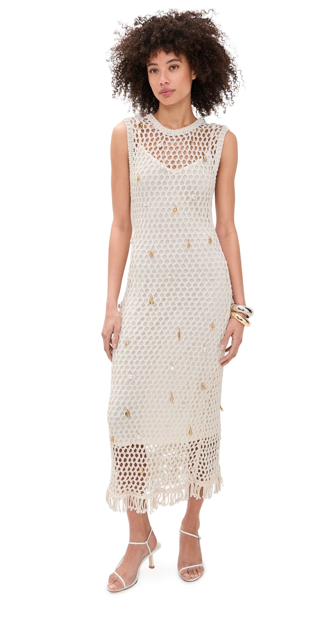 SIMKHAI Coralia Knit Charmed Midi Dress Sand Multi M