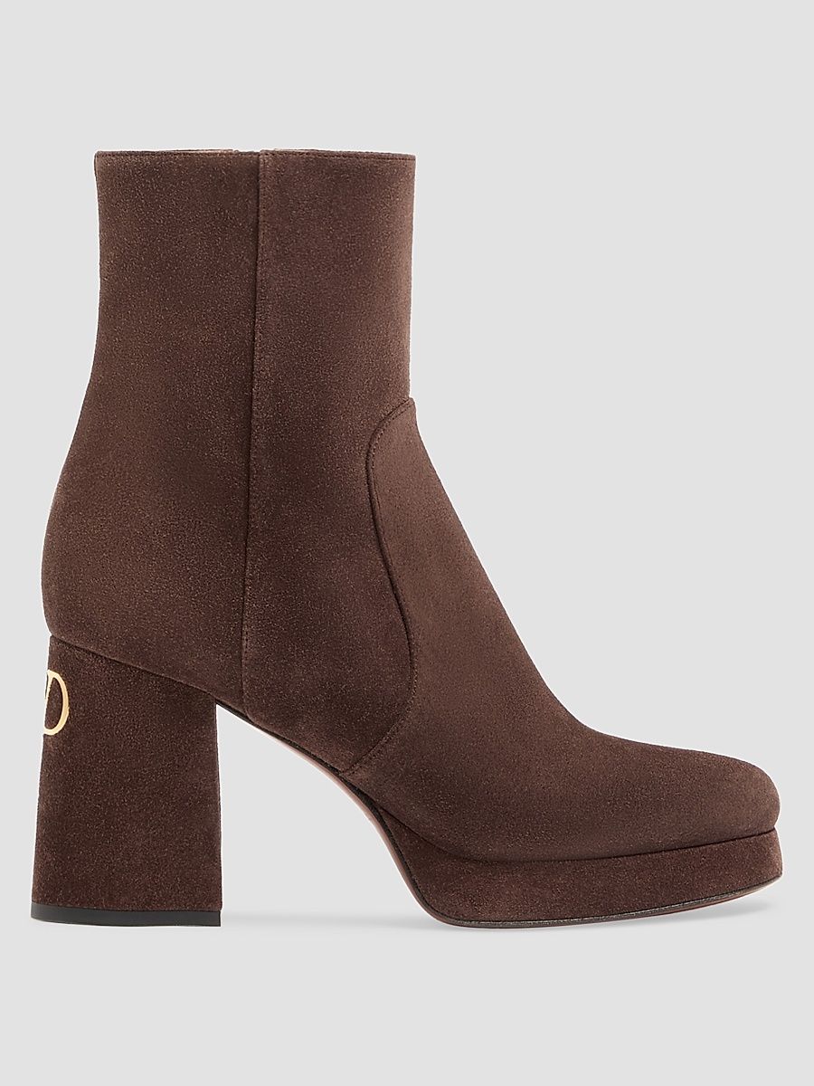 Women's Fawcette 90MM Platform Ankle Boots in Split Leather - Ebony - Size 12
