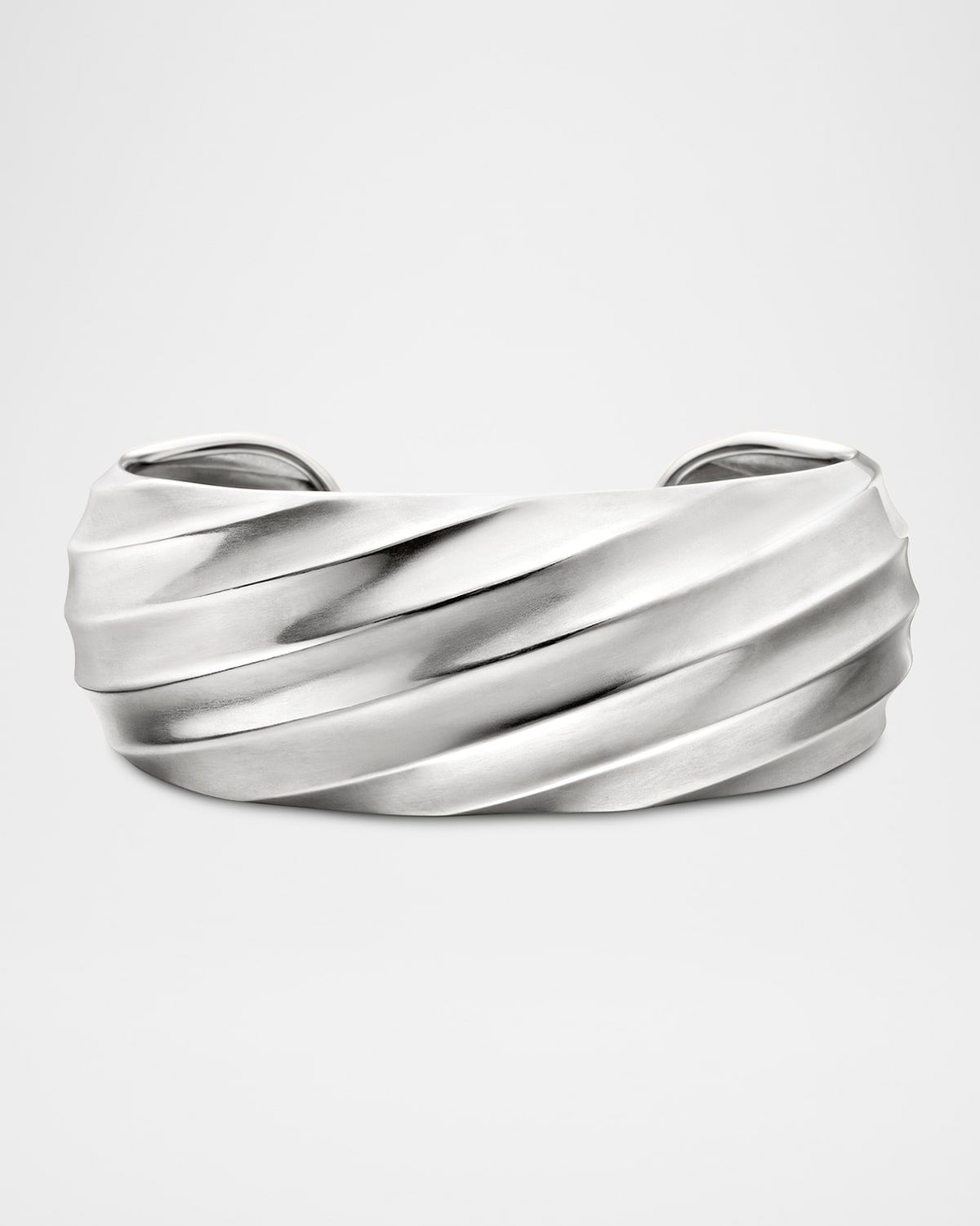 Cable Edge Cuff Bracelet in Silver, 24mm