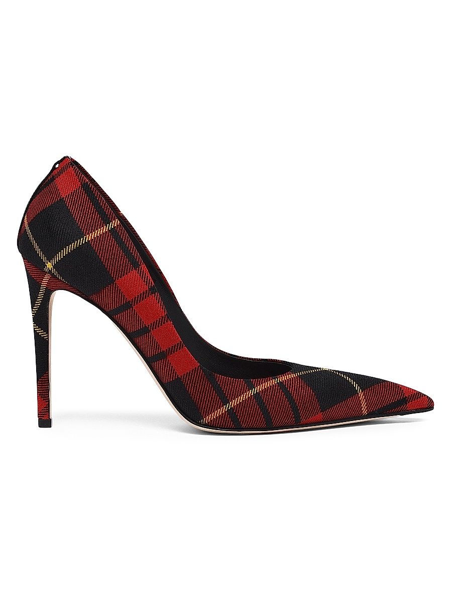 Women's Plaid Point-Toe Pumps - Multi Red - Size 8.5