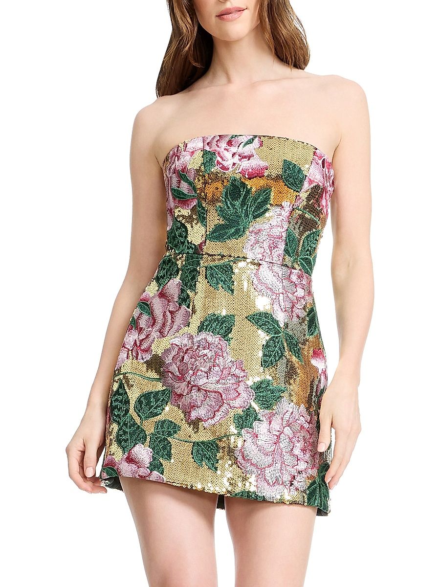 Women's Scottie Floral Sequin Minidress - Gold Multi - Size XXL
