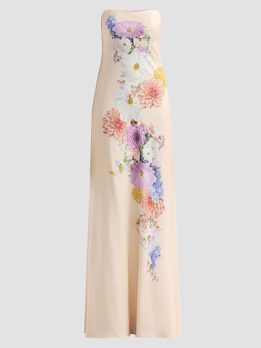Women's Vionne Floral Crepe Strapless Gown - Garden Of Dahlias - Size XXL