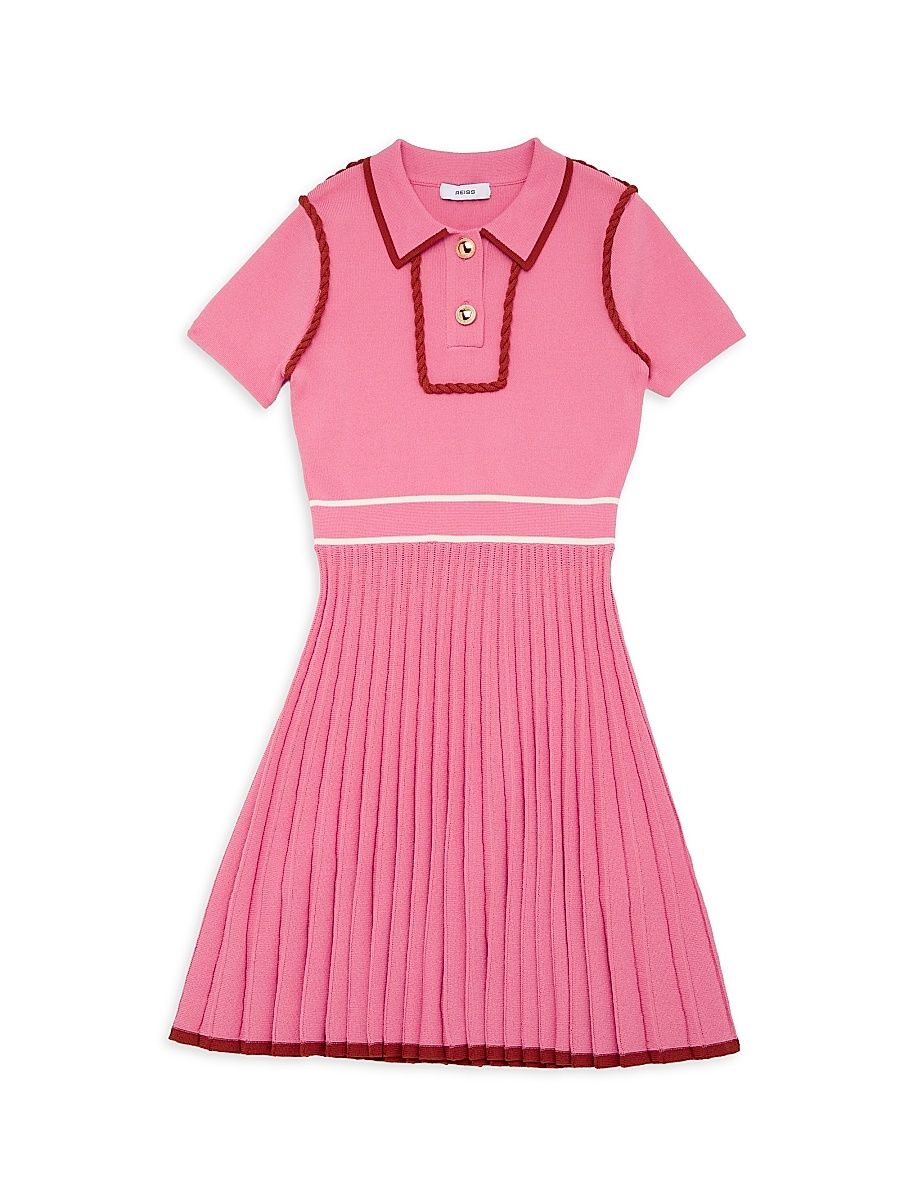 Little Girl's & Girl's Freeda Jr. Knit Pleated Polo Shirtdress - Pink - Size 12