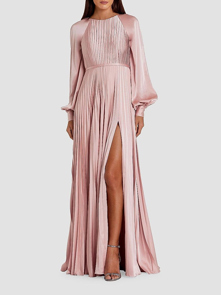 Mac Duggal Women's Ieena Pleated A-Line Chiffon Gown - Blush - Size 16