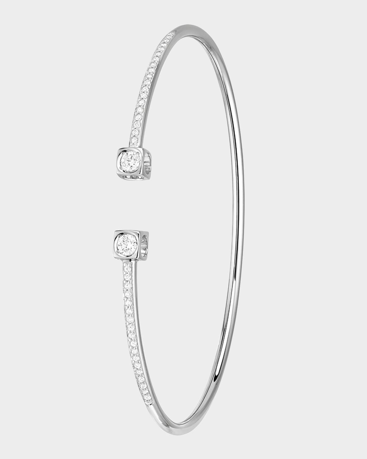 White Gold Le Cube Medium Diamond Accent Cuff Bracelet