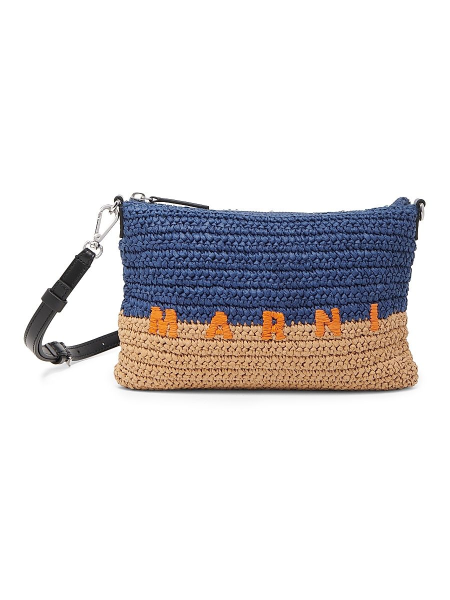 Men's Logo Woven Flat Pochette Bag - Blue Pompe Carrot
