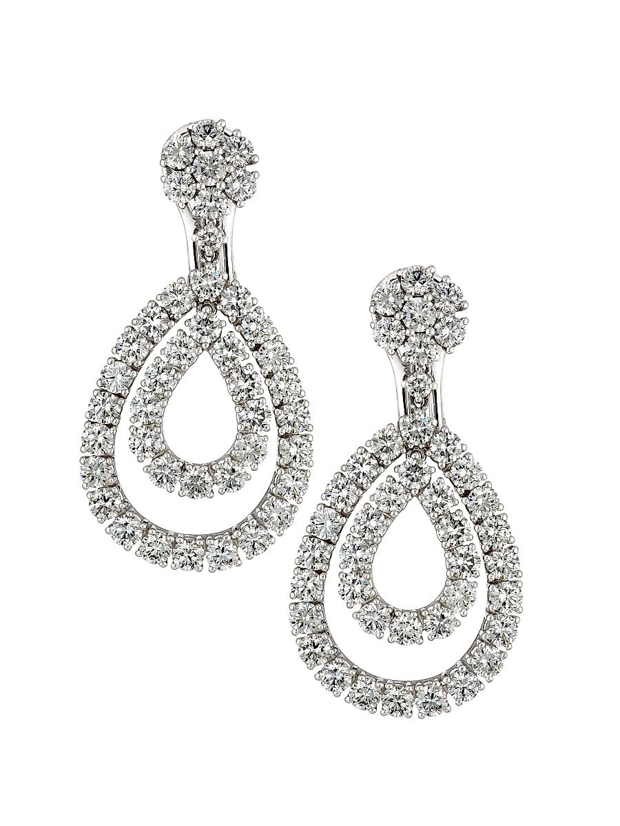 Women's L'Heure Du Diamant 18K White Gold & 6.75 TCW Diamond Teardrop Earrings - White Gold