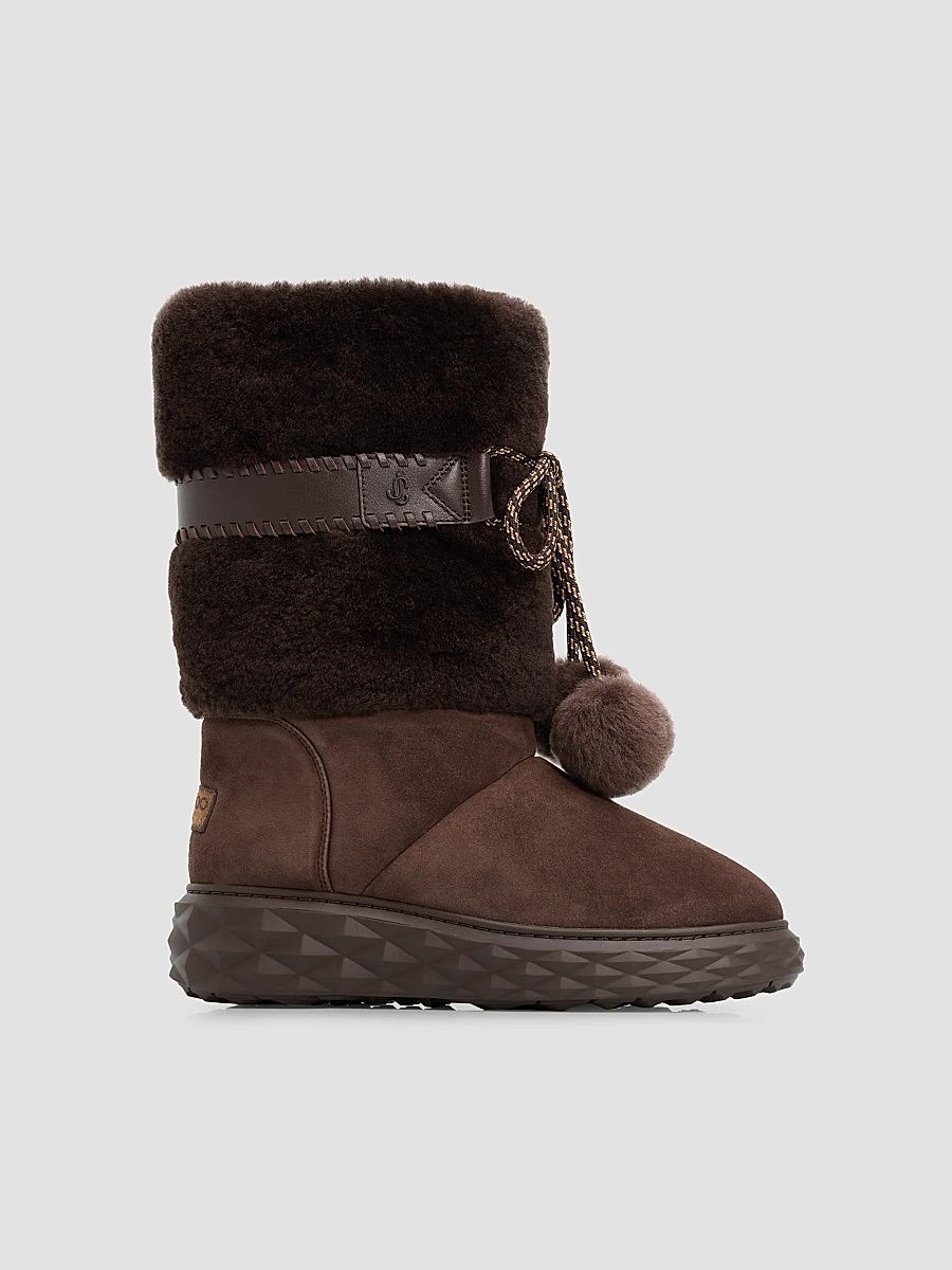 Jimmy Choo Women's Cobi Suede & Shearling Boots - Dark Brown - Size 12