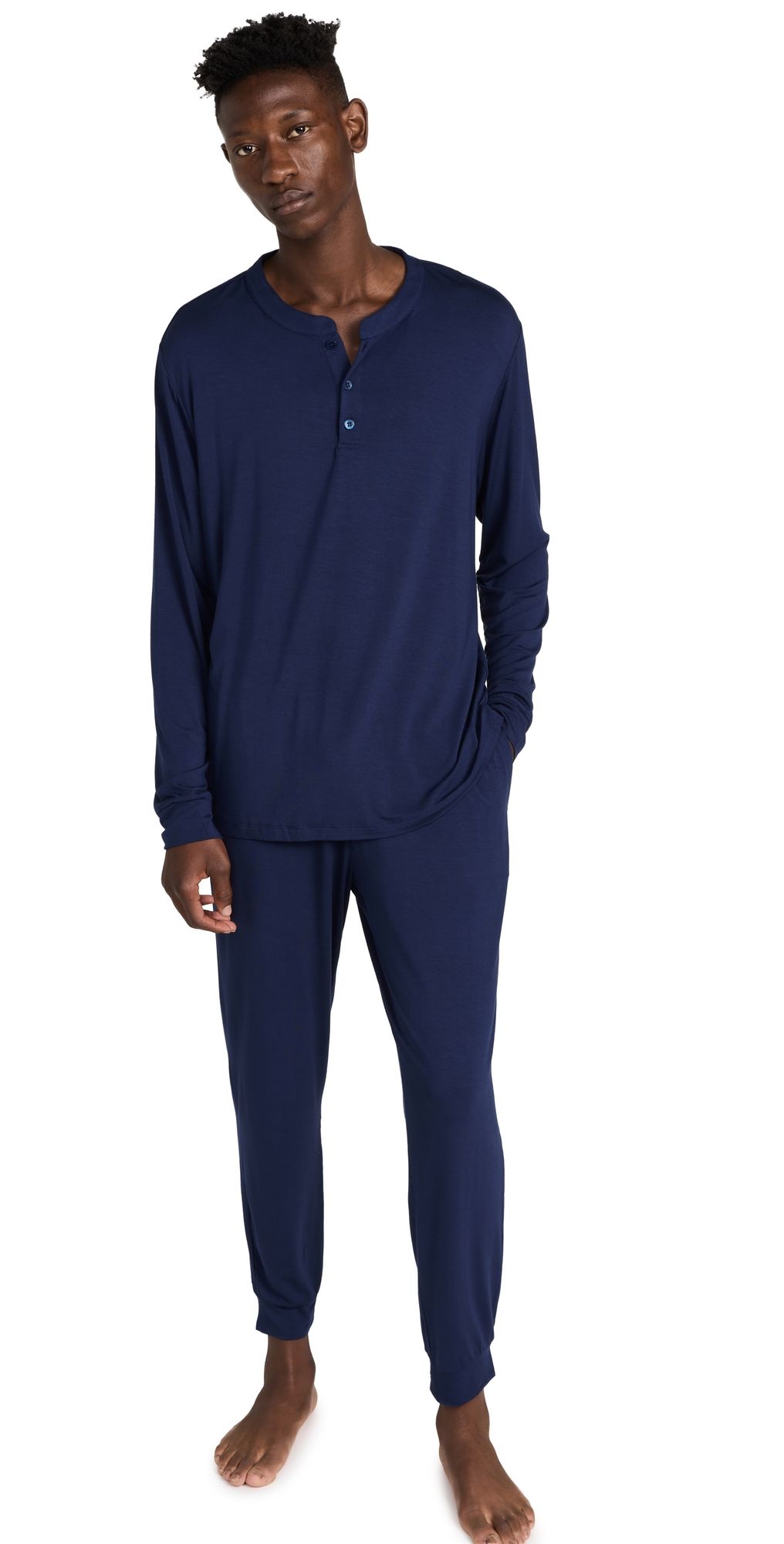 Eberjey Henry Modal Long PJ Set True Navy XS