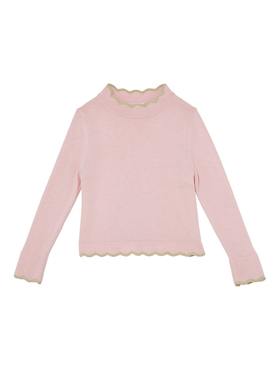 Little Girl's & Girl's Skyway Scalloped Wool Knit Top - Pink - Size 8