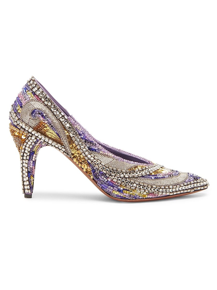 Women's 90MM Embellished Point-Toe Pumps - Purple - Size 11
