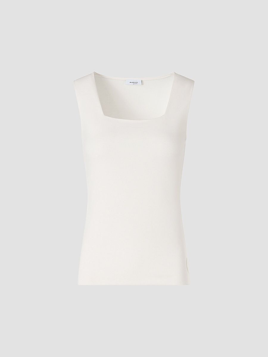Women's Fitted Square Neck Top - Cream - Size 2