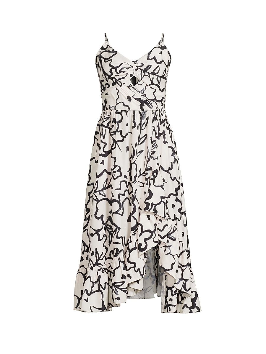 Women's Floral Sleeveless Midi-Dress - Painted Flowers - Size XL