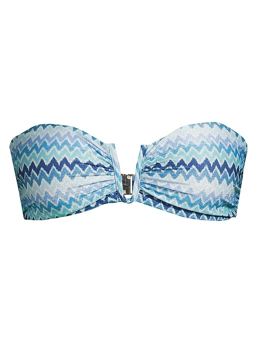Women's Jaedyn Chevron Bikini Top - Beach Blue Chevron - Size Large