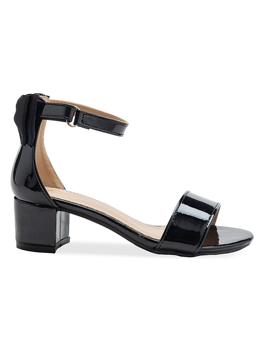 Little Girl's and Girl's Patent Banded Block Heels - Black - Size 5 (Child)