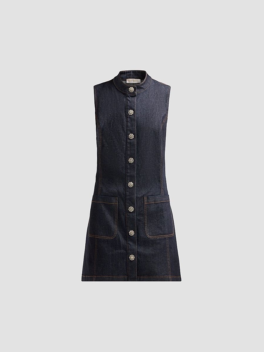 Women's Isabella Denim Mini Dress - Dark Ink - Size 12
