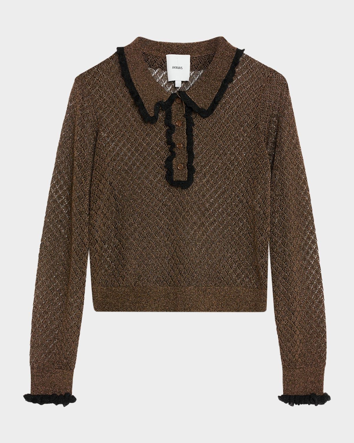 Klara Sparkly Ruffle-Trim Sweater