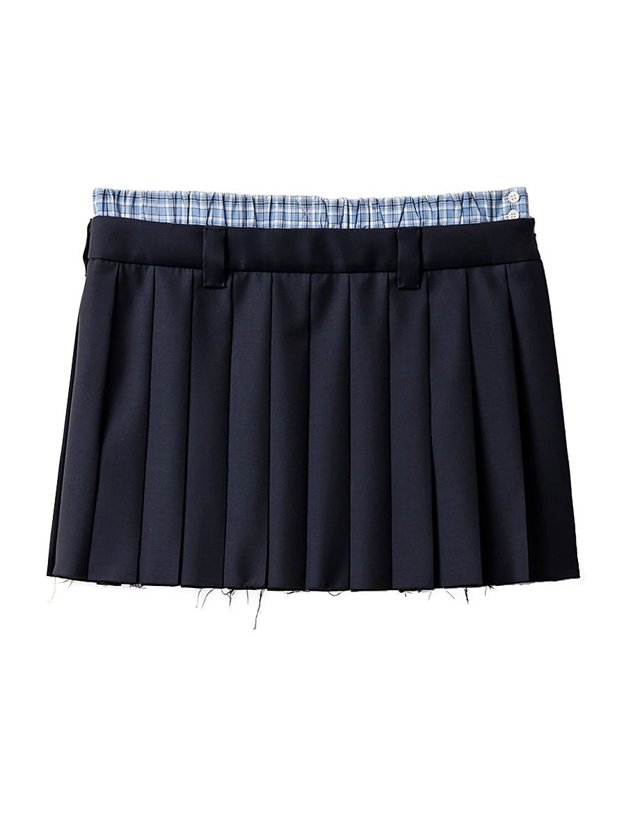 Women's Pleated Batavia Miniskirt - Blue - Size 4