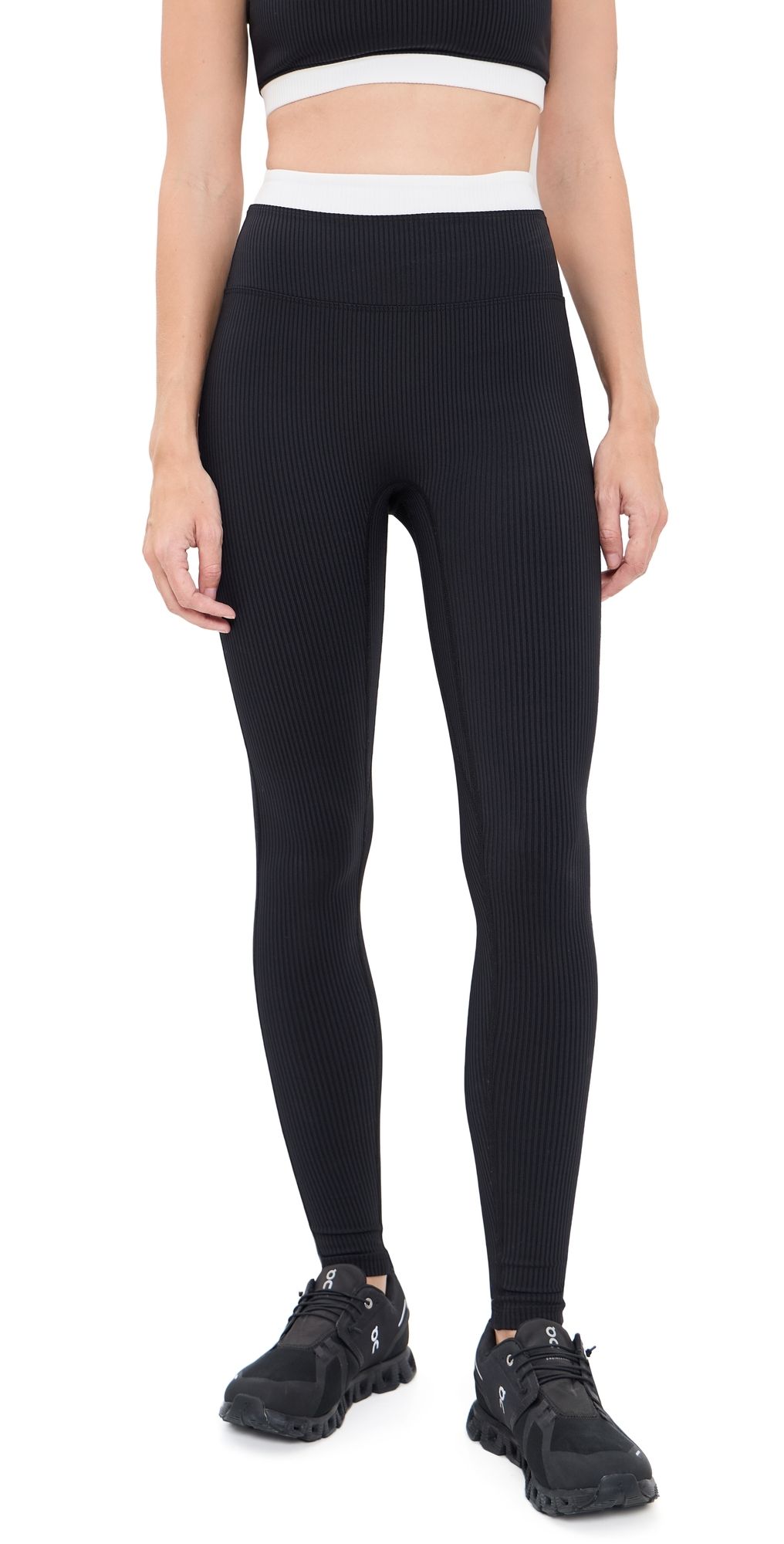 Year of Ours Ribbed Layered Leggings Black/White S