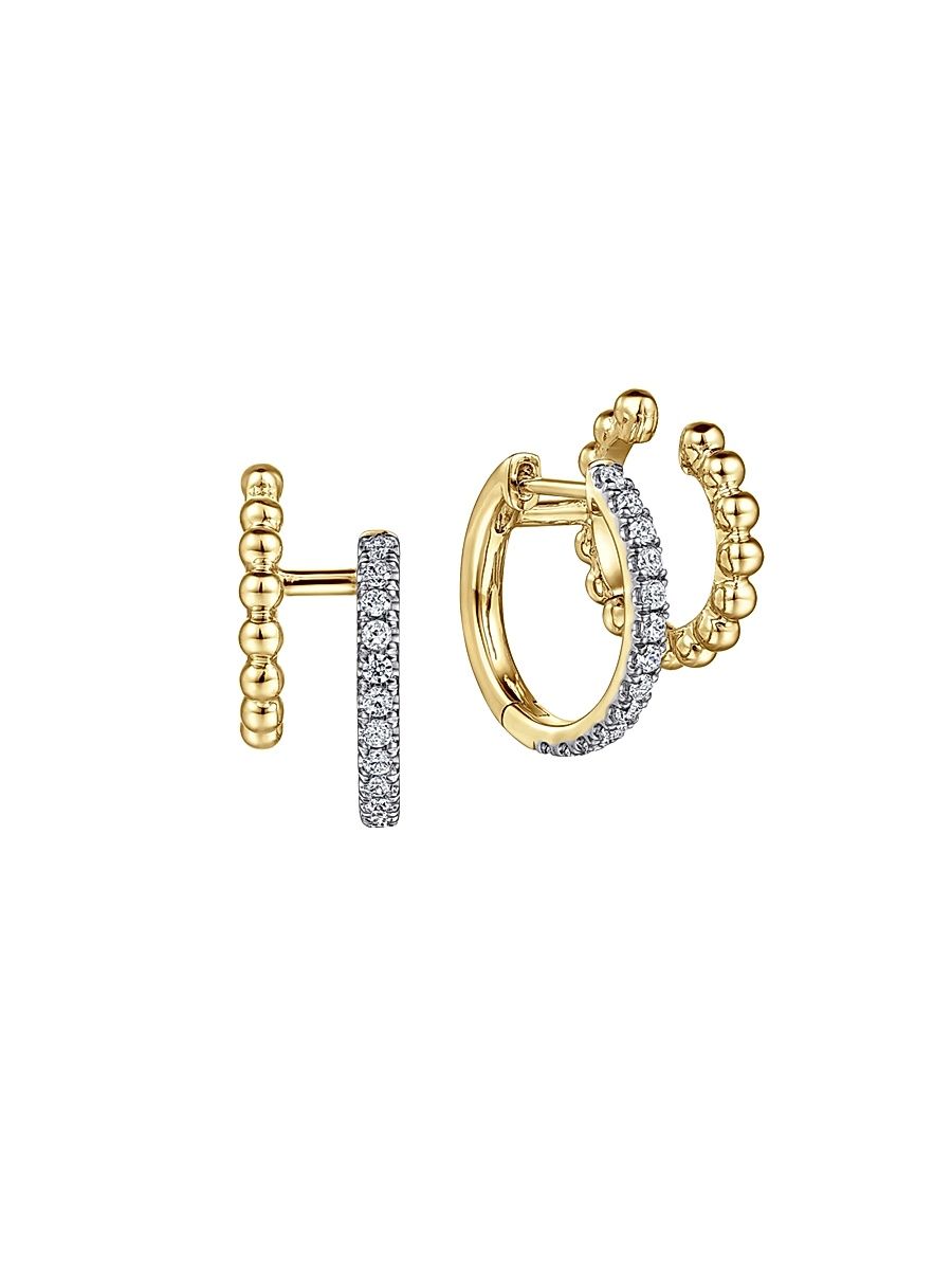 Women's Bujukan 14K Yellow Gold & 0.35 TCW Diamond Huggie Earrings - Yellow Gold