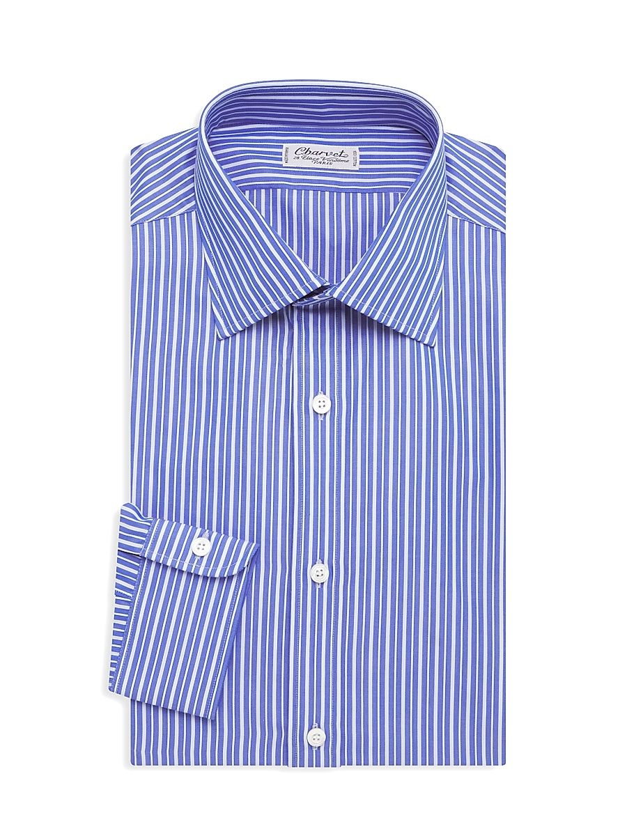 Men's Striped Dress Shirt - Light Blue - Size 17