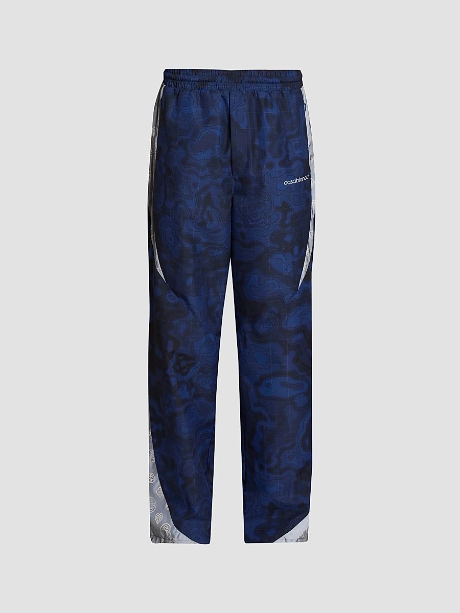 Casablanca Men's Printed Wide-Leg Track Pants - Blue - Size XL