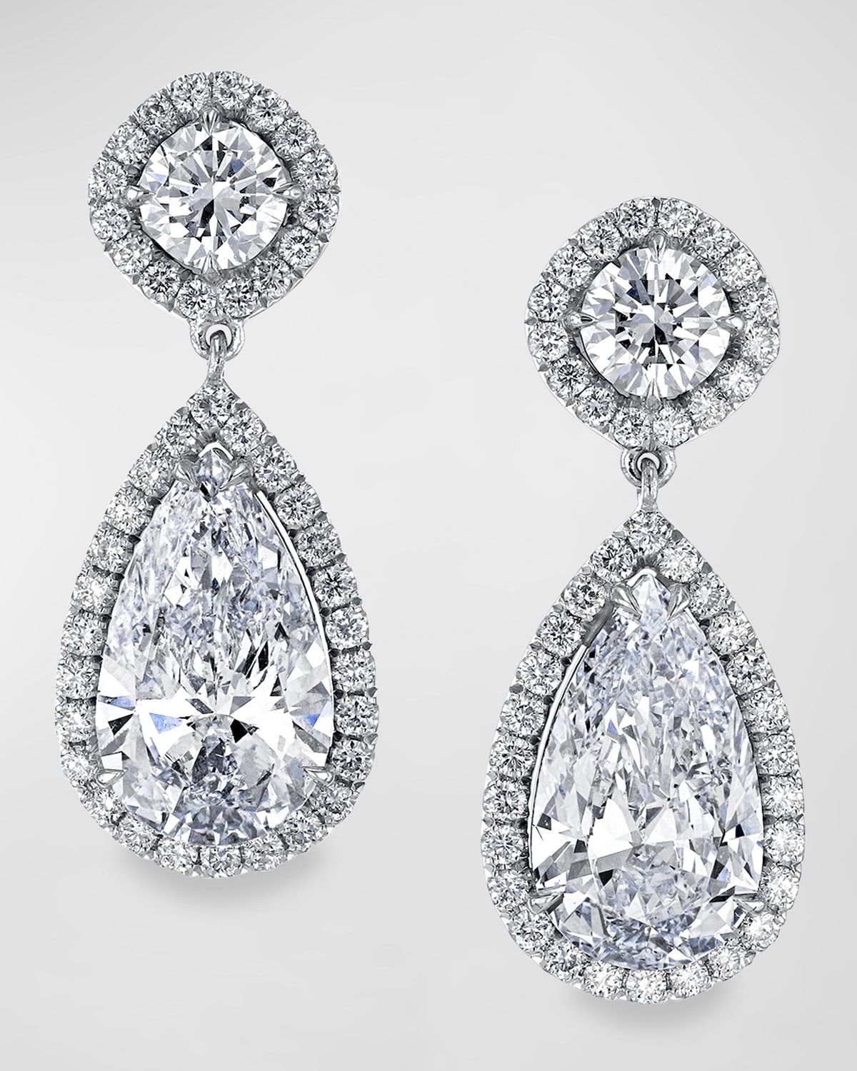 Platinum Dangling Diamond Earrings, 7.97tcw, 1.10"L x 0.44"W