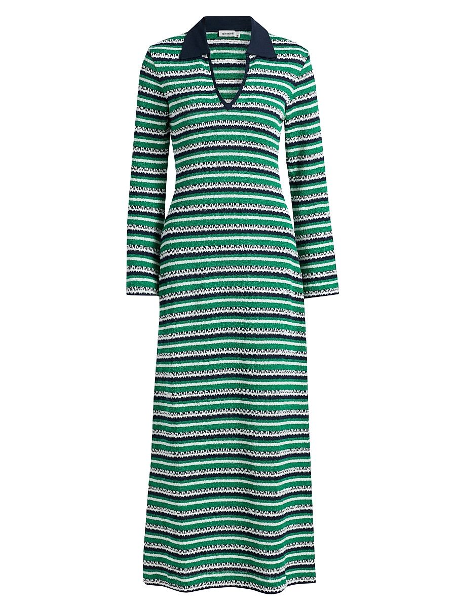 Women's Tegan Stripe Knit Midi-Dress - Kelly Green - Size XS