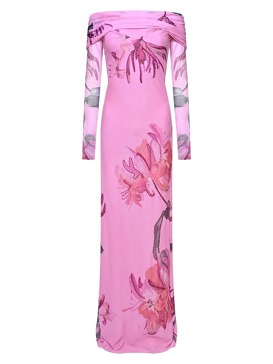 Women's Honey Flower Tulle Maxi Dress - Pink - Size 4