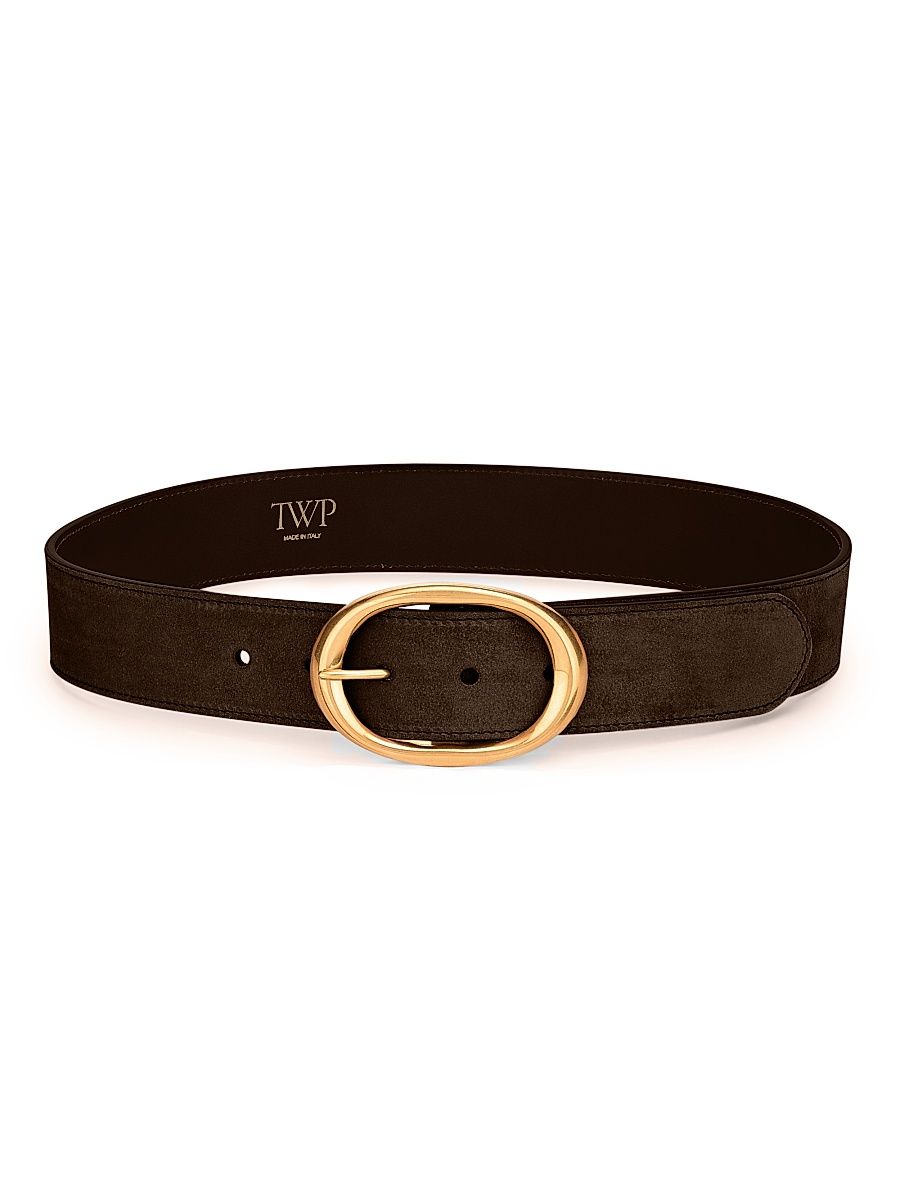 Women's Suede Wide Belt - Petrified Oak - Size XS