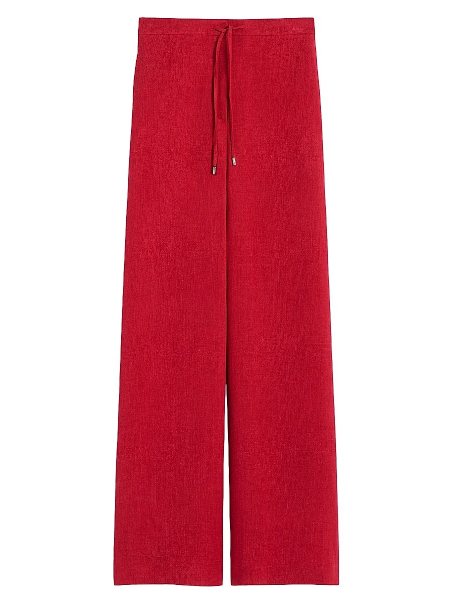 Women's Linen Twill Trousers - Red - Size 16