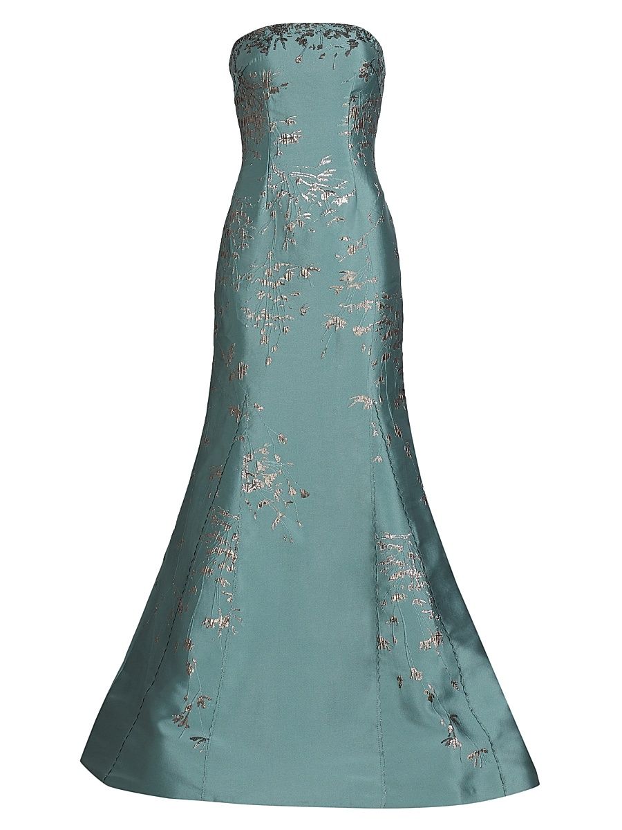 Women's Embroidered Floor-Length Gown - Sage Copper - Size 14