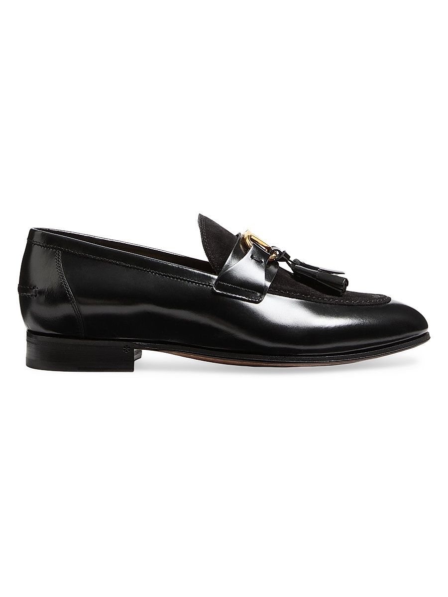 Men's Vaniteux Calfskin and Split Leather Loafers - Black - Size 11.5