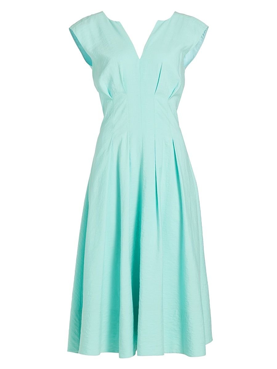 Women's Marcie Cap-Sleeve Silk-Blend Midi-Dress - Eggshell Blue - Size 10