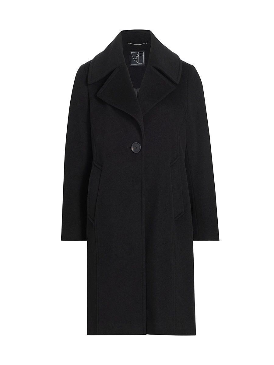 Women's Jess Wide-Collar Wool Coat - Black - Size Medium